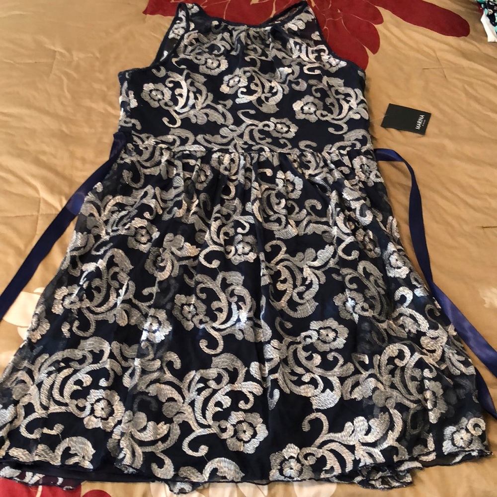 Gorgeous navy and silver dress